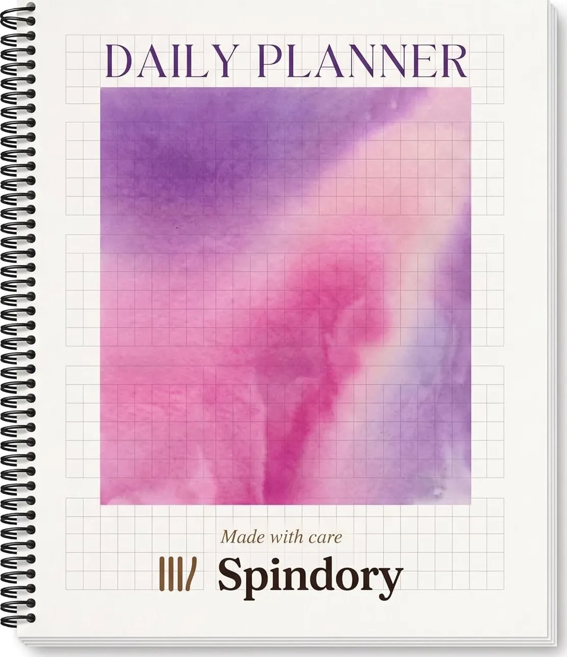 Spindory Spiral Bound Daily Planner Book - 42 Pages, 8.5 x 11 x 0.26 inches, Soft Purple Gradient Cover, Made with Care — Spindory Original, spiral binding