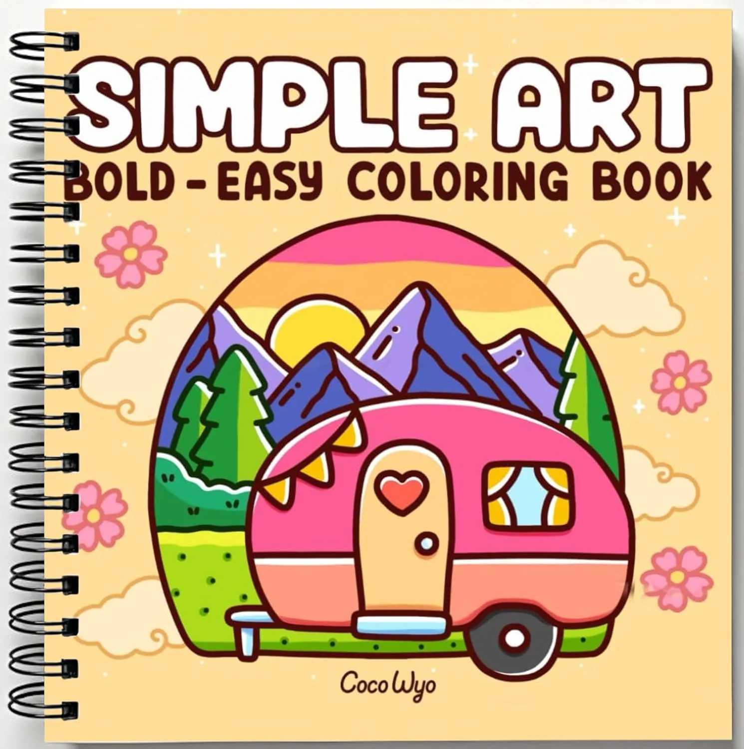 Rebound edition of Simple Art: Coloring Book for Adults and Teens, Bold and Easy Designs for Relaxation with Minimalist Features (Bold & Easy Coloring) — spiral binding by Spindory