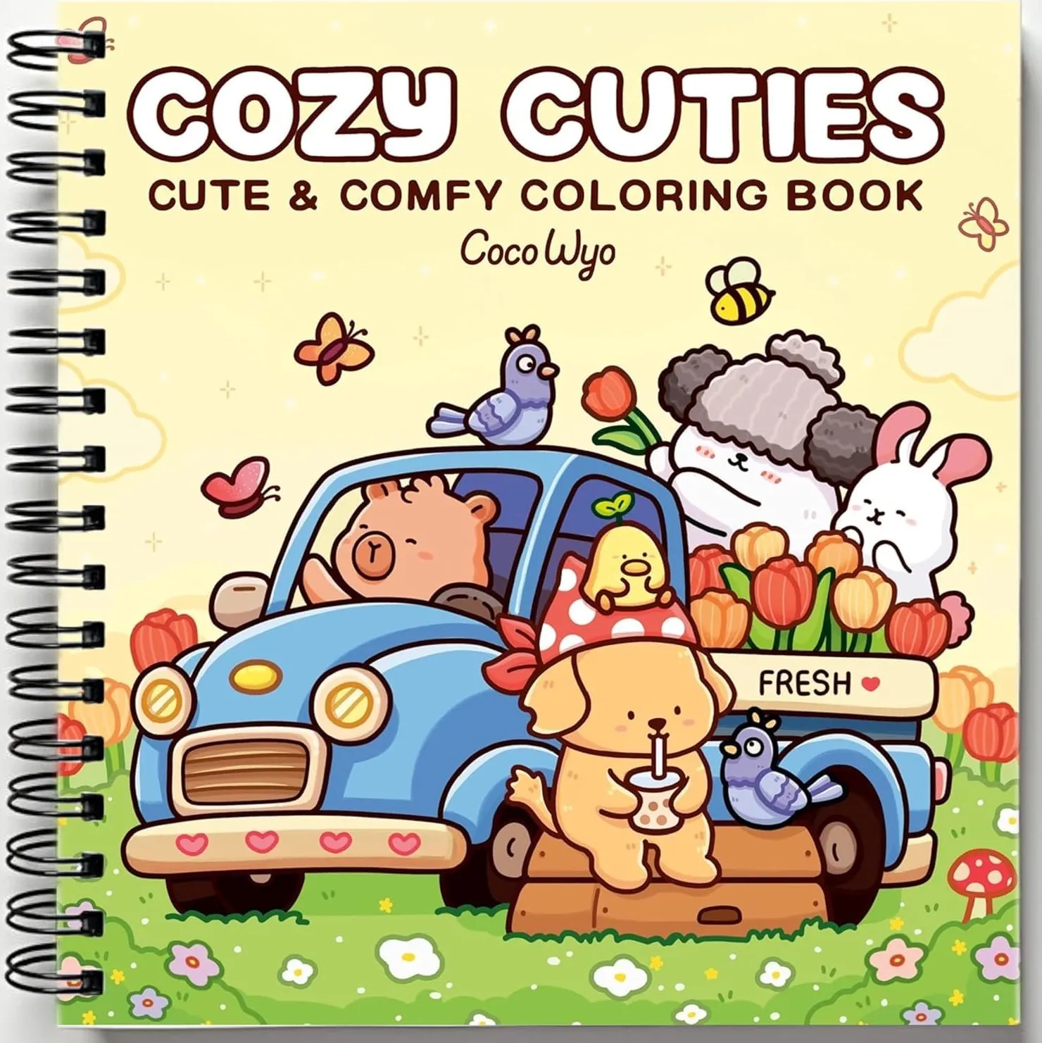 Rebound edition of Cozy Cuties: Coloring Book for Adults and Kids (Cozy Spaces Coloring) — spiral binding by Spindory