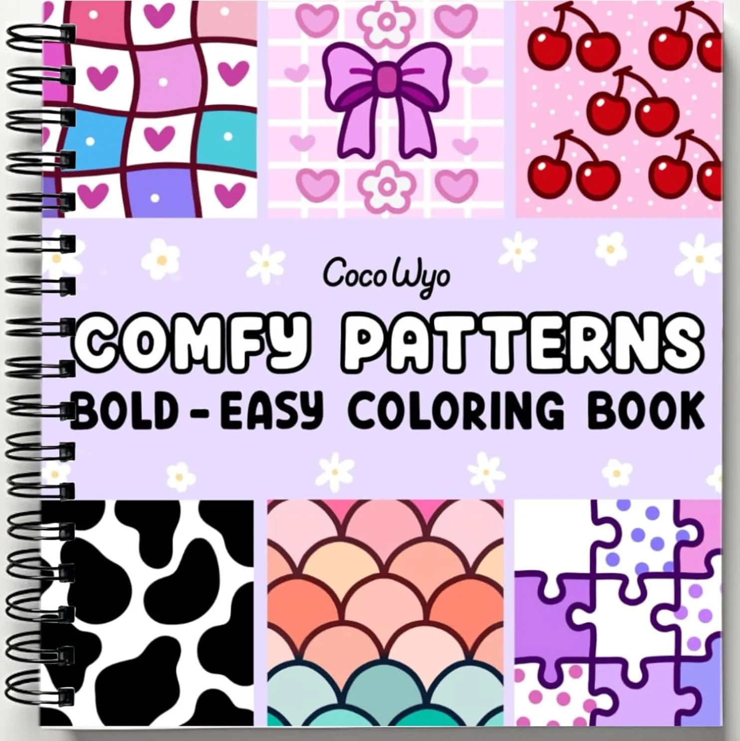 Rebound edition of Comfy Patterns: Coloring Book for Adults and Kids, Bold and Easy, Simple and Big Designs for Relaxation Featuring Lovely Cozy Pattern and Mandala (Bold & Easy Coloring) — spiral binding by Spindory