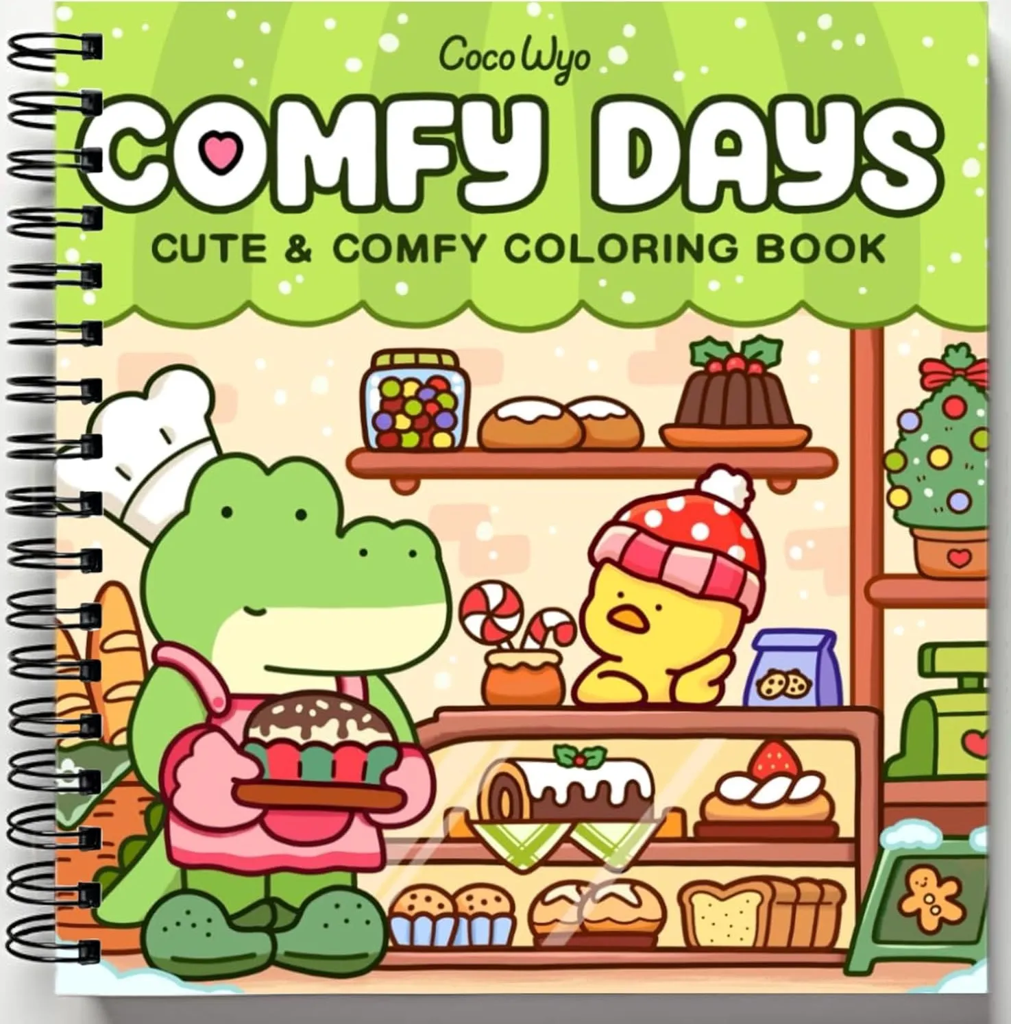 Rebound edition of Comfy Days: Coloring Book for Adults and Teens Featuring Super Cute Animal Characters in Cozy Hygge Moments for Relaxation (Cozy Spaces Coloring) — spiral binding by Spindory