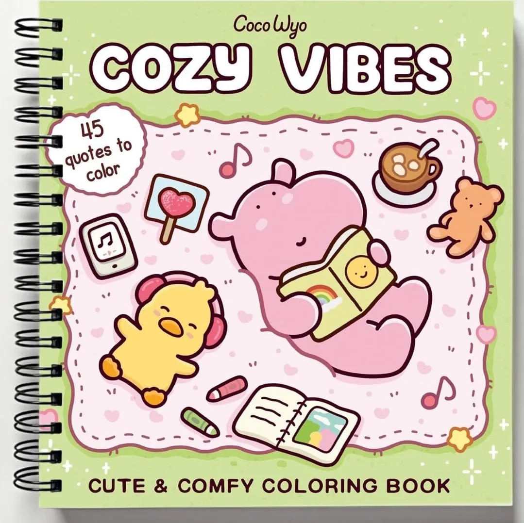 Rebound edition of Cozy Vibes: Coloring Book for Adults and Kids (Cozy Spaces Coloring) — spiral binding by Spindory